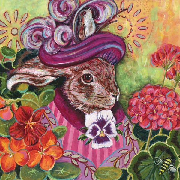 Pansies: Rabbit In A Cottage Garden by Linnea Tobias