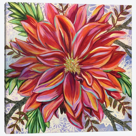Red Dahlia Canvas Print #LTB77} by Linnea Tobias Canvas Wall Art