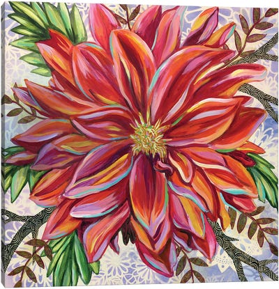 Red Dahlia Canvas Art Print - Linnea Tobias