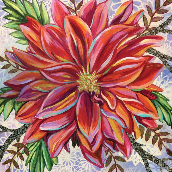 Dahlias: Red Dahlia by Linnea Tobias
