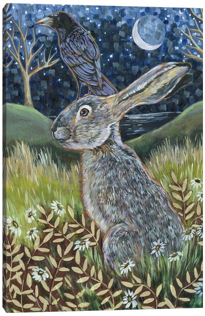 Seeking Shelter Canvas Art Print - Rabbit Art