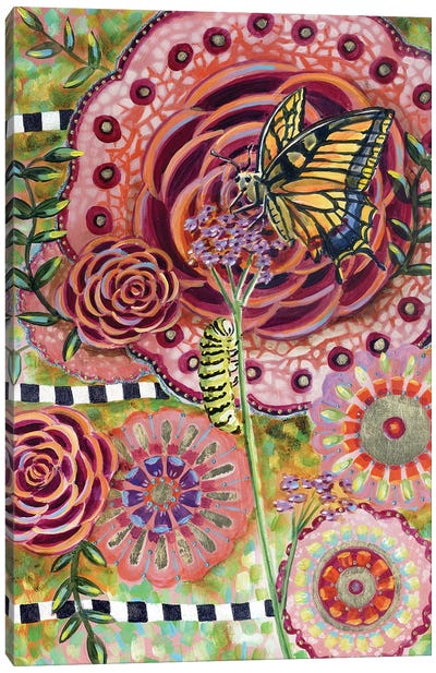 Swallowtail And Verbena Canvas Art Print - Linnea Tobias