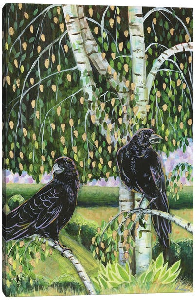 The Visitors Canvas Art Print - Crow Art