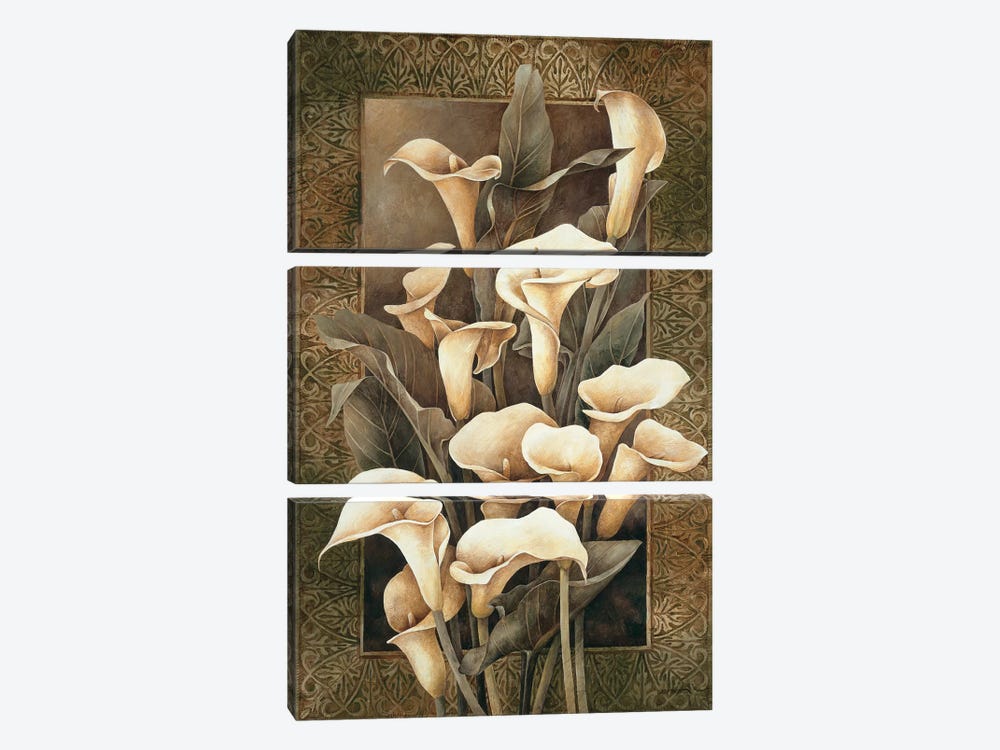Golden Calla Lilies by Linda Thompson 3-piece Canvas Print