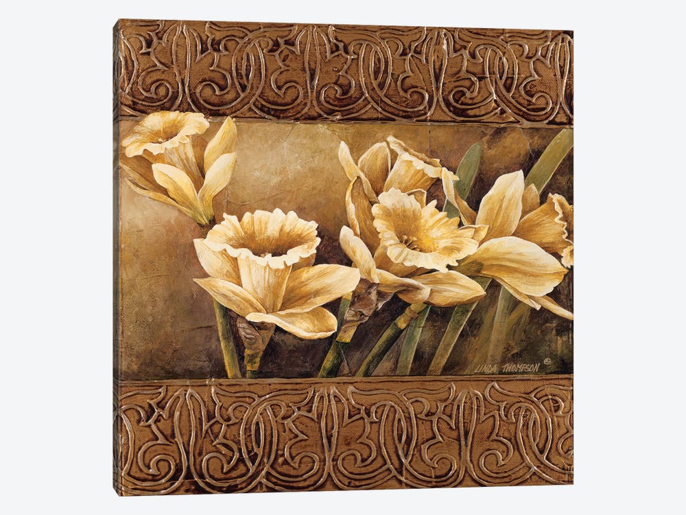 Golden Daffodils II by Linda Thompson 1-piece Canvas Art Print