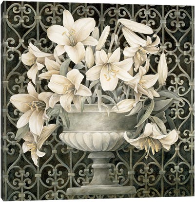 Lilies In Urn Canvas Art Print - Lily Art