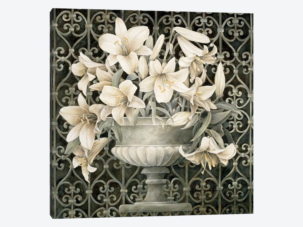 Lilies In Urn by Linda Thompson 1-piece Canvas Art Print