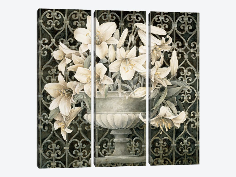 Lilies In Urn by Linda Thompson 3-piece Canvas Art Print