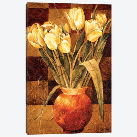 Checkered Tulips I Canvas Print #LTH2} by Linda Thompson Art Print