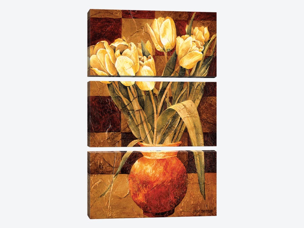 Checkered Tulips I by Linda Thompson 3-piece Canvas Wall Art