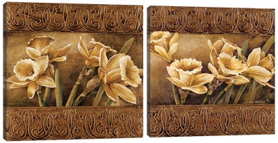 Golden Daffodils Diptych Canvas Art Print