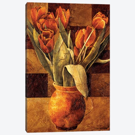 Checkered Tulips II Canvas Print #LTH3} by Linda Thompson Canvas Art Print