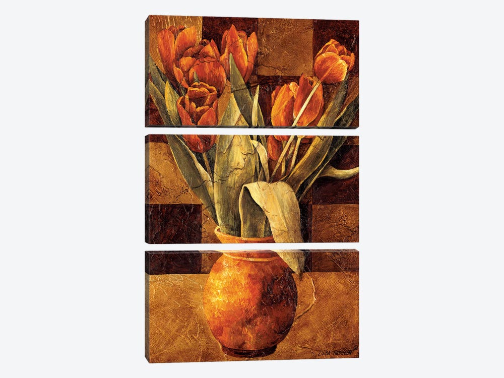 Checkered Tulips II by Linda Thompson 3-piece Canvas Art Print