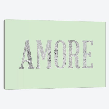 "Amore" Gray on Green Canvas Print #LTL10} by 5by5collective Canvas Print