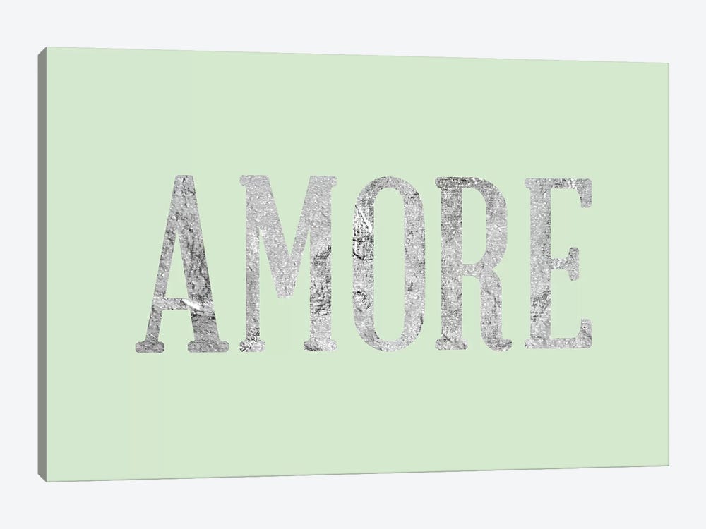 "Amore" Gray on Green by 5by5collective 1-piece Art Print