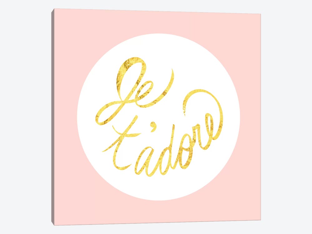 "Je t'adore" Yellow on Pink by 5by5collective 1-piece Canvas Art