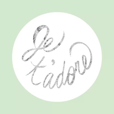 "Je t'adore" Gray on Green by 5by5collective framed canvas print