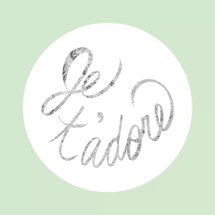 "Je t'adore" Gray on Green by 5by5collective wall art