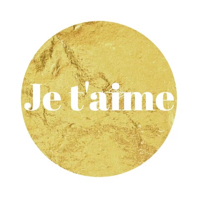 "Je t'aime" White on Yellow by 5by5collective art print