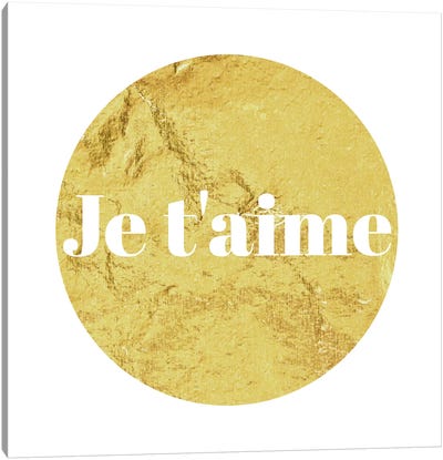 "Je t'aime" White on Yellow Canvas Art Print - Love Typography