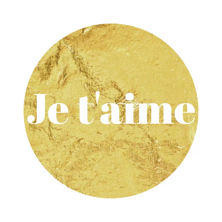 "Je t'aime" White on Yellow