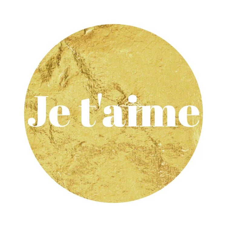 "Je t'aime" White on Yellow by 5by5collective wall art