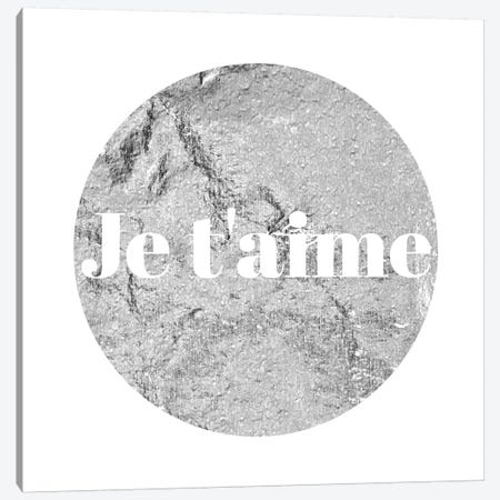 "Je t'aime" White on Gray Canvas Print #LTL17} by 5by5collective Canvas Wall Art