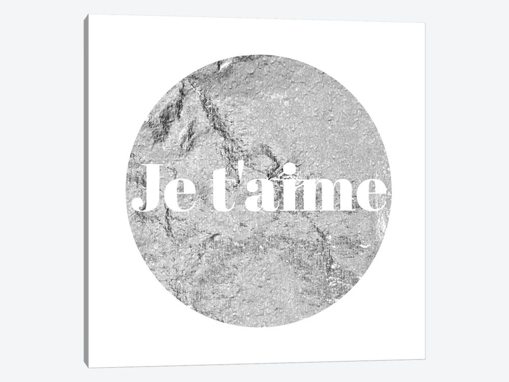 "Je t'aime" White on Gray by 5by5collective 1-piece Canvas Wall Art