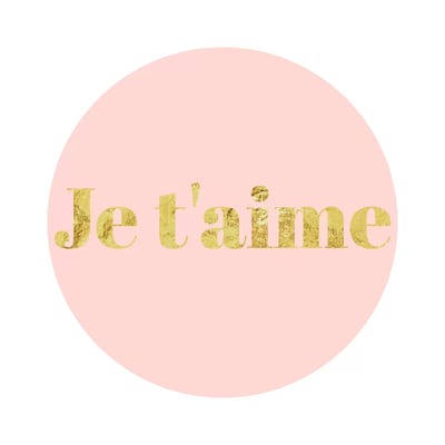 "Je t'aime" Yellow on Pink by 5by5collective canvas print