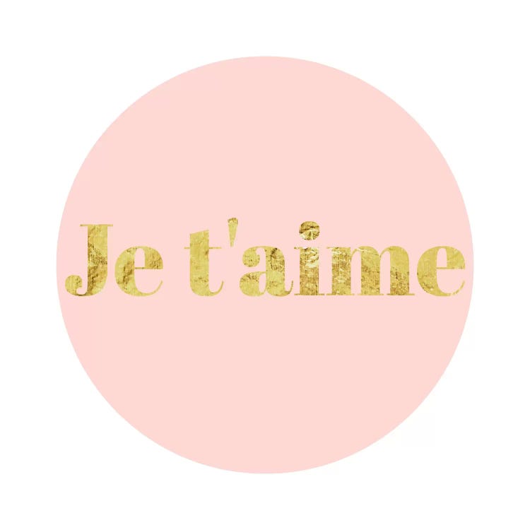 "Je t'aime" Yellow on Pink by 5by5collective wall art