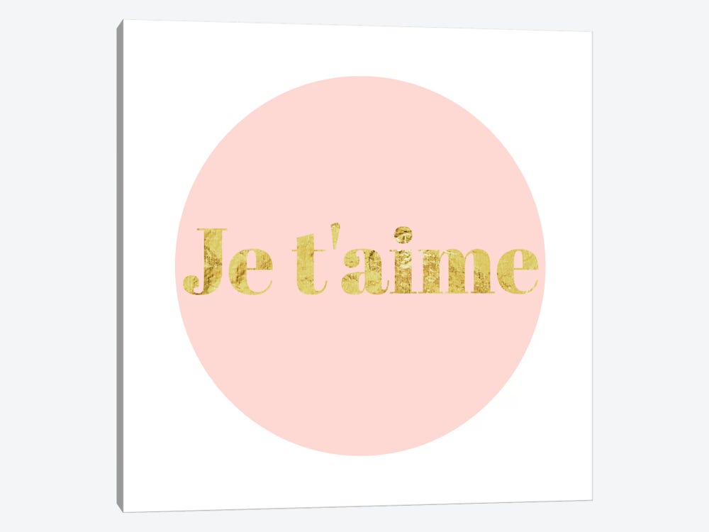 "Je t'aime" Yellow on Pink by 5by5collective 1-piece Canvas Art Print