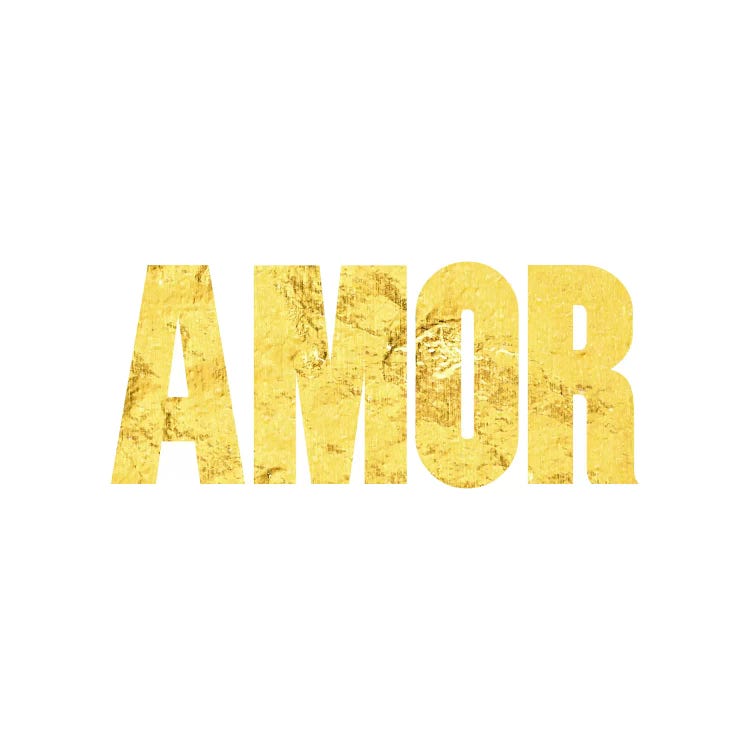 "Amor" Yellow on White