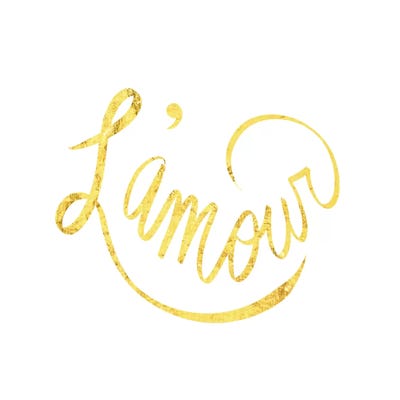 "L'amour" Yellow on White by 5by5collective art print