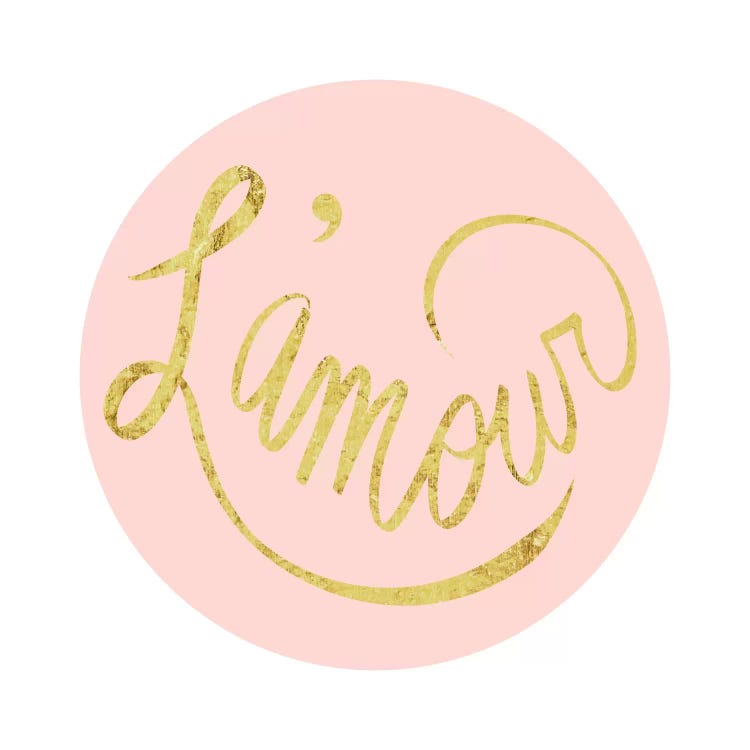 "L'amour" Yellow on Pink by 5by5collective wall art