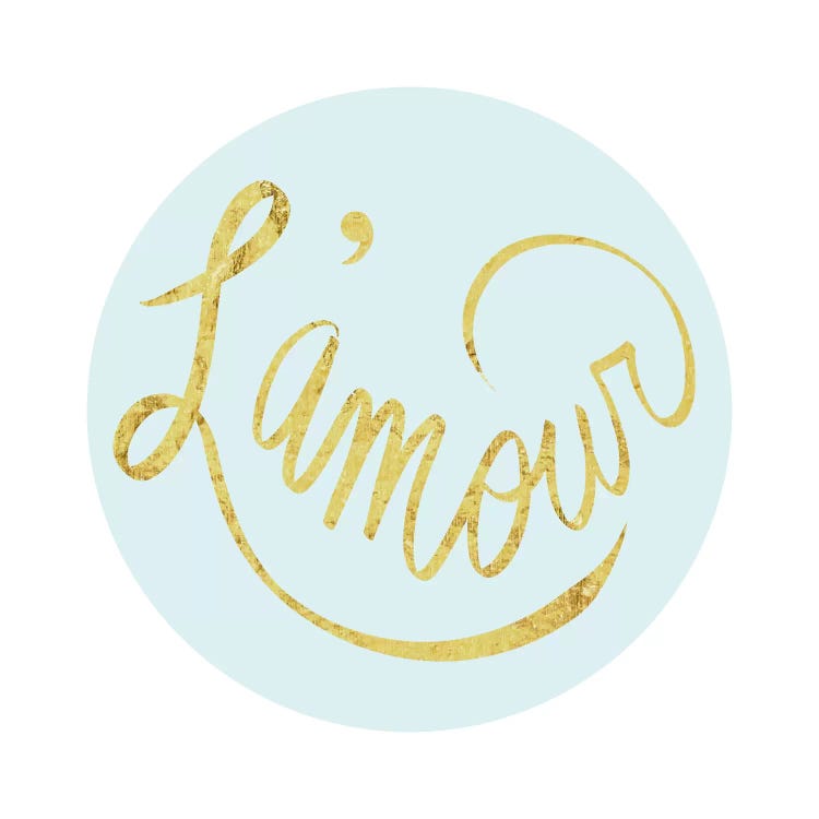 "L'amour" Yellow on Light Blue