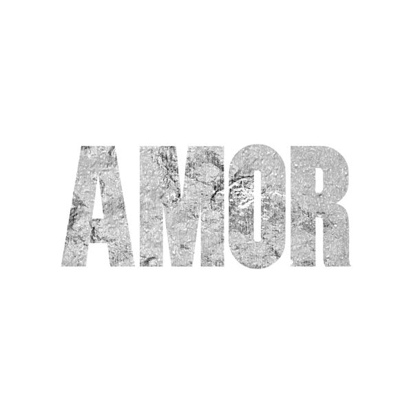Silver: "Amor" Gray on White by 5by5collective