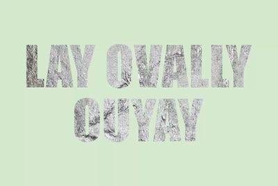 "Lay Ovally Ouvay" Silver on Green by 5by5collective framed canvas print