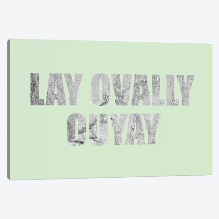 "Lay Ovally Ouvay" Silver on Green Canvas Print #LTL30} by 5by5collective Canvas Art Print