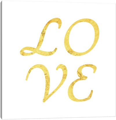 "Love" Yellow on White Canvas Art Print - Love International