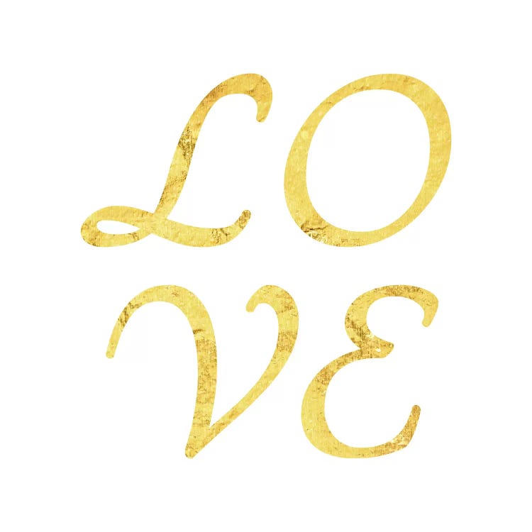 "Love" Yellow on White