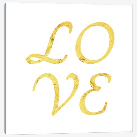 "Love" Yellow on White Canvas Print #LTL31} by 5by5collective Art Print