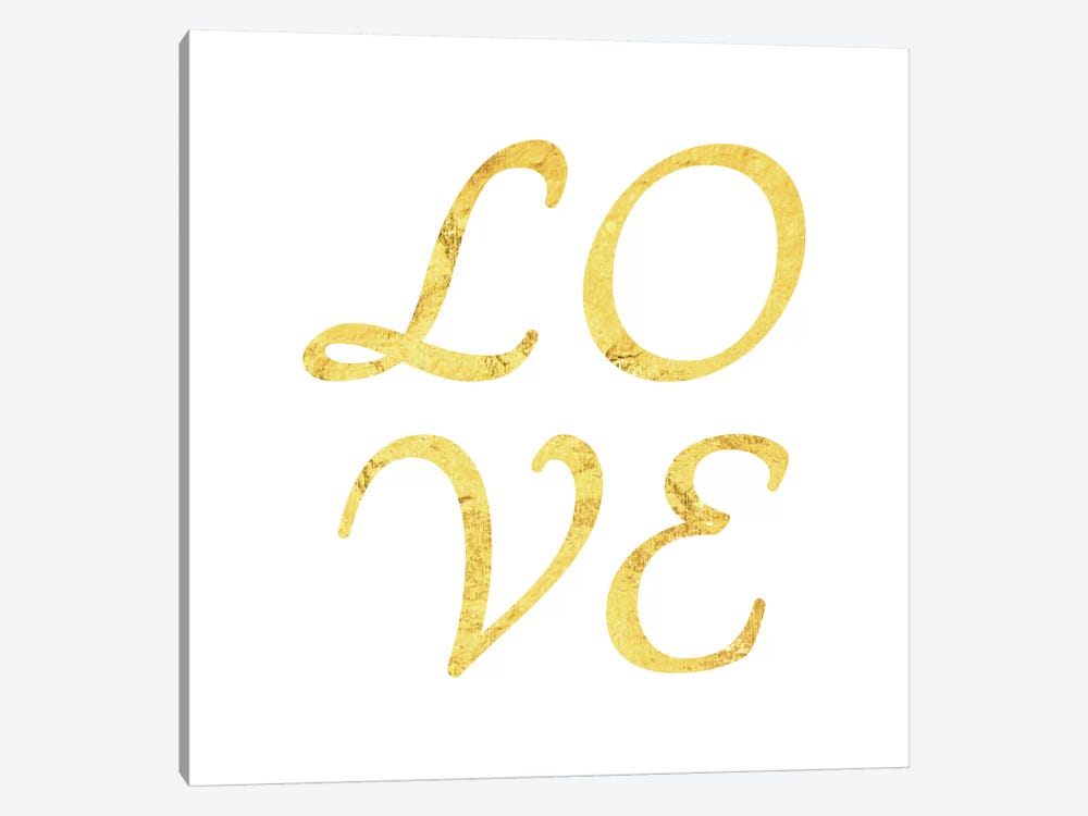 "Love" Yellow on White by 5by5collective 1-piece Canvas Art