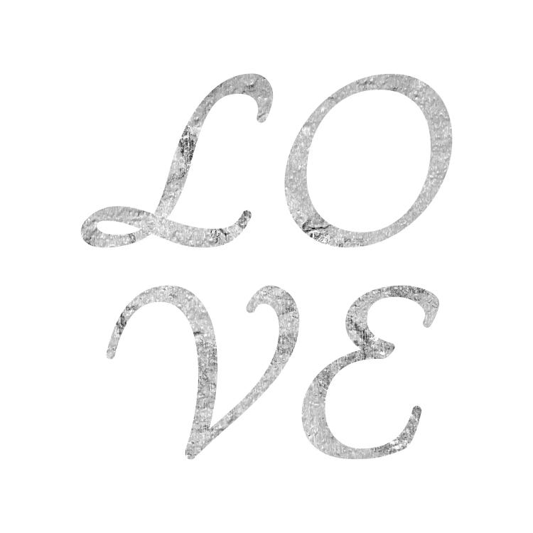 "Love" Gray on White