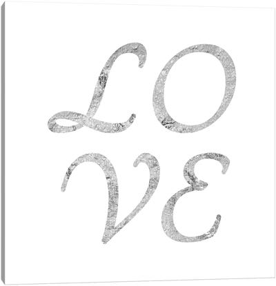 "Love" Gray on White Canvas Art Print