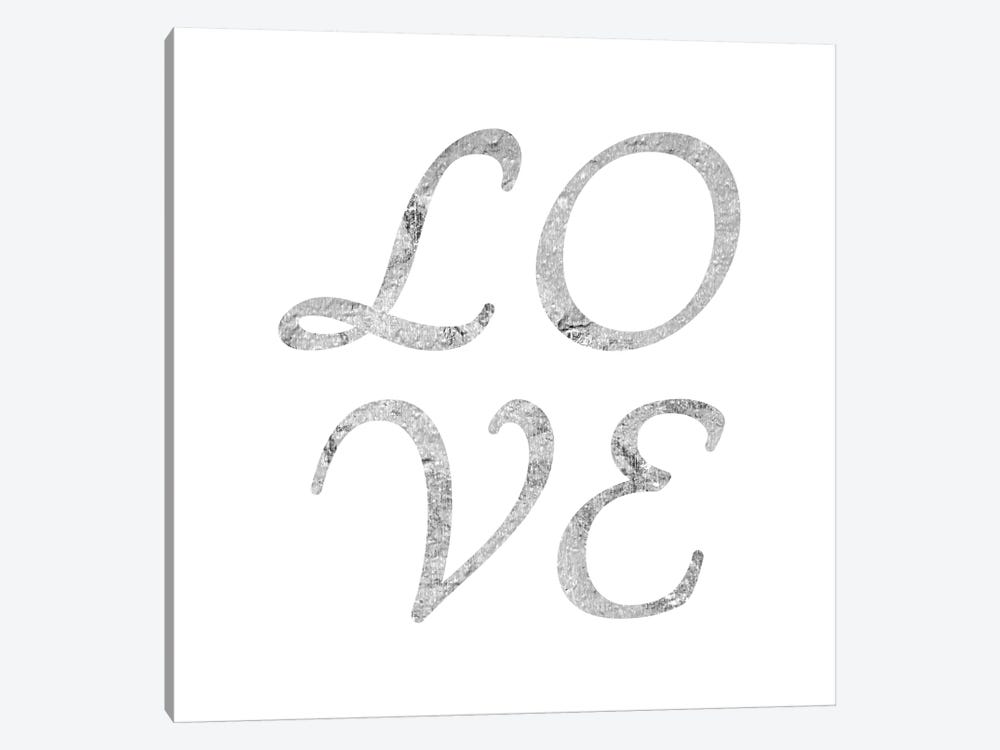 "Love" Gray on White by 5by5collective 1-piece Canvas Art Print