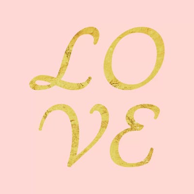 "Love" Yellow on Pink by 5by5collective canvas print