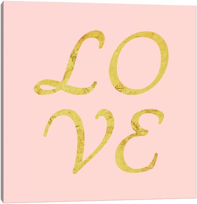 "Love" Yellow on Pink Canvas Art Print - Love Typography