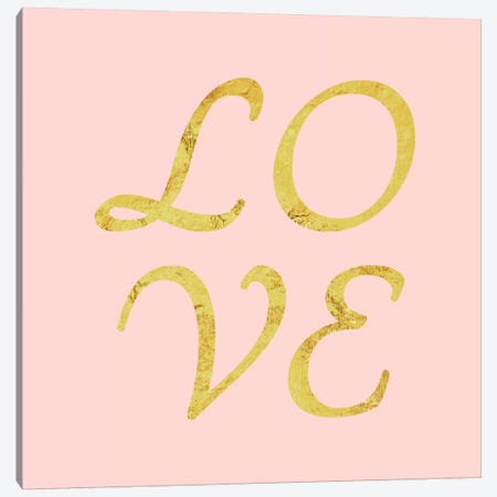 "Love" Yellow on Pink Canvas Print #LTL33} by 5by5collective Canvas Print