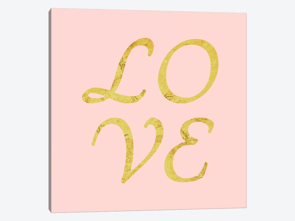 "Love" Yellow on Pink by 5by5collective 1-piece Canvas Wall Art