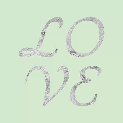 "Love" Gray on Green by 5by5collective canvas print